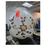 Glass Light Shade with Floral Metal Accents
