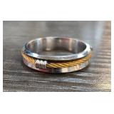 Stainless Steel Ring with Gold-Tone Accents