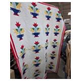 Handmade Quilt with Floral Vase Pattern