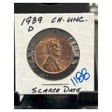 1939-D Lincoln Wheat Cent in Choice Uncirculated
