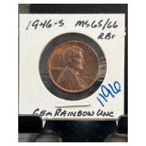 1946-S Lincoln Wheat Cent MS65/66 Red Brown