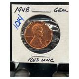 1948 Lincoln Wheat Cent in Red Uncirculated Condit