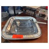 Metal Tray With Inlaid Handle and Candle Snuffer