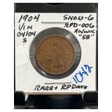 1904 Indian Head Cent, Snow-6 RPD-006