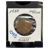 1933 Lincoln Wheat Penny in Fine Condition