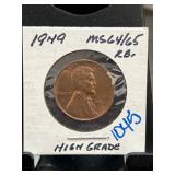 1949 Lincoln Wheat Cent MS64/65 RB