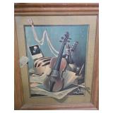 Framed Still Life With Violin Artwork