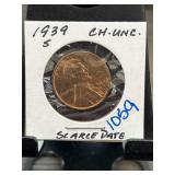 1939-S Lincoln Wheat Cent in CH. UNC. Condition