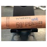 Roll of Wheat Pennies in Paper Wrapper