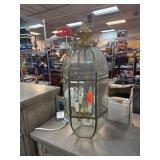 Brass and Glass Hanging Lantern Light Fixture