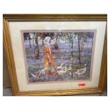 Framed Windsor Art Goose Girl Wall Decor