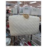 White Woven Rodo Handbag with Chain Strap