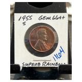 1955-S Lincoln Wheat Cent Gem 66+