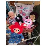 Basket of Plush Toys and Decorative Items