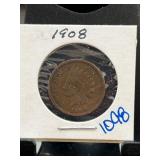 1908 Indian Head One Cent Coin