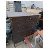 Wooden Five-Drawer Chest with Brass Pulls
