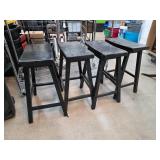 Four Black Wooden Stools