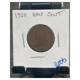 1828 Half Cent Coin in Holder