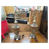 Ornate Table Lamps With Leaf Motif