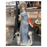 Porcelain Figurine of Lady with Two Dogs