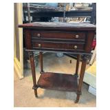 Wood Side Table with Drawer and Lower Shelf