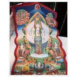 Colorful Tibetan Thangka Depicting Deities