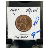 1941-S Lincoln Wheat Cent MS64