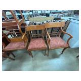 6 Wooden Chairs With Upholstered Seats