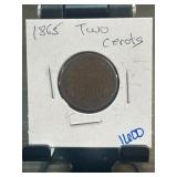 1865 Two-Cent Coin in Holder