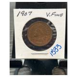 1907 Indian Head One Cent Coin