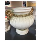 White Ceramic Vase With Gold Accents