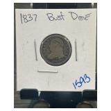 1837 Capped Bust Dime in Holder
