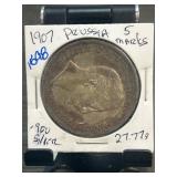 1907 Prussia 5 Mark Coin