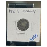 1916 P Mercury Dime in Card Holder