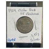 1924 Costa Rica 25 Centimos Coin
