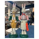 Painted Wood Bunny Candleholders