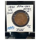 1930-S/S Lincoln Cent RPM-007 in Holder