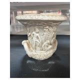 Decorative White Relief-Cast Vase with Figures