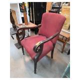 Upholstered Armchair with Carved Wood Frame