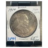 1914 Prussian Wilhelm II Silver Coin