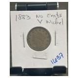 1883 Liberty Head V Nickel No Cents
