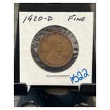1920-D Lincoln Wheat Penny, Fine Condition