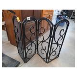 Black Metal Four-Panel Decorative Screen