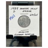 1989-D Lincoln Cent Mint Error Coin