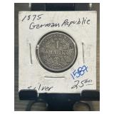 1875 German 1 Mark Silver Coin