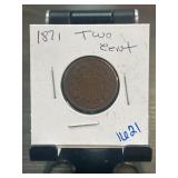 1871 U.S. Two-Cent Coin in Holder