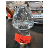 Glass Mushroom Paperweight with Bubble Design