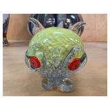 Murano Glass Owl Figurine With Silver Foil Details