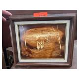 Framed Woodburn Art by P. Browne, 1984