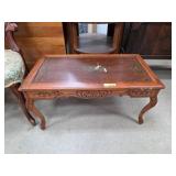 Wooden Low Table With Floral Inlay Design
